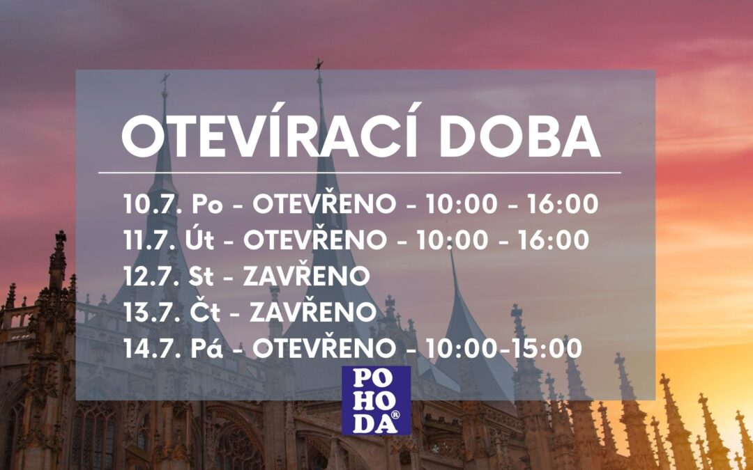 Aktuální otevírací doba 10.-14.7.2023